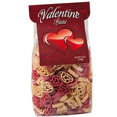 valentine's day pasta in a bag on a white background