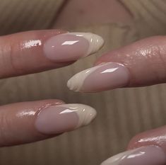 — credit: unknown Vanilla Nails Design, Pearly French Tip Nails, Soft French Tip Nails, Small Almond Nails Design, Nude Acrylic Nails With Design, Winter Formal Nails, Gel Nails Aesthetic, Office Nails Professional, French Nails Aesthetic