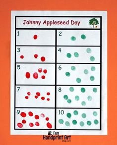 johnny appleseed day activity for toddlers to learn how to count the number one