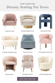 Dreamy Seating For Teens Teenage Vanity, Teenage Furniture, Teenage Bedroom Decor, Home Work Space, Bedroom Chairs, Parisian Decor