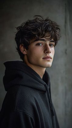 a young man in a black hoodie looking at the camera with a serious look on his face