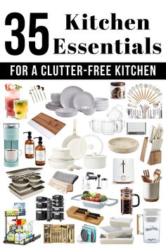 Kitchen essentials Essential Kitchen Utensils List, Modern Kitchen Items, Must Have Kitchen Tools, Kitchen Appliances Must Have List, Cute Kitchen Utensils Aesthetic, Best Kitchen Utensils, Best Kitchen Gifts, Kitchen Must Haves List, Kitchen Needs List