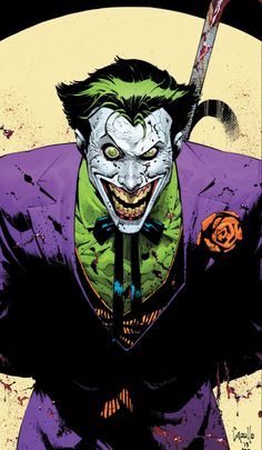 the joker is holding a baseball bat in his hand