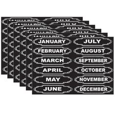 four black and white months of the year stickers