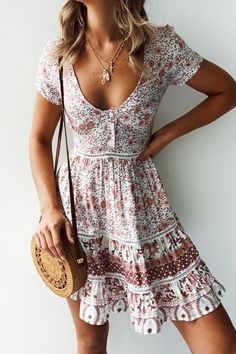 Love Bohemian Floral Dress, Beach Coffee, Xxxl Dress, Sleeve Ruffles, Gaun Fashion, Estilo Hippie