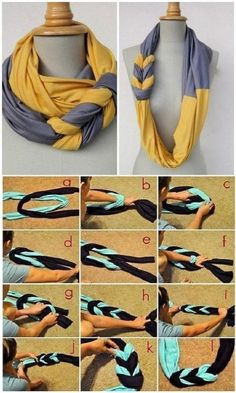 how to tie a scarf with two different colors and directions for the same color scheme