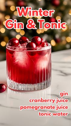 Gin Tonic Recipe, Christmas Gin, Tonic Recipe, Cocktails Recipes, Best Cocktail Recipes, Frozen Cocktails, Winter Cocktails, How To Make Drinks, Pomegranate Juice