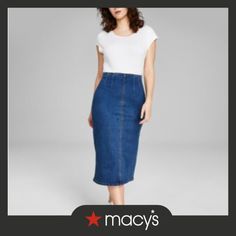 out of stock White Sneakers Outfit, Denim Midi Skirt, Sneakers Outfit, Caps For Women, White Sneakers, Cap Sleeve, Then And Now, Cap Sleeves, Midi Skirt