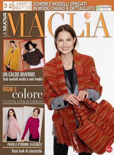 a magazine cover with a woman wearing an orange shawl and black leggings