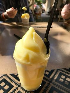 an ice cream sundae is sitting on a table