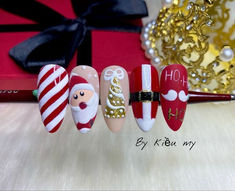 Nail Art Natal Xmas, Nail Noel Christmas, Nails Natal, Nails Noel, Noel Nail, Nails Navidad, Navidad Nails, Nailart Christmas, Santa Nail Art