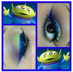 an image of a cartoon character with blue and green eyeshade, eye makeup