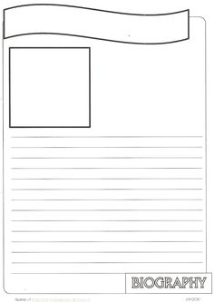 a blank paper with the words biography on it