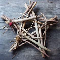 sticks are arranged in the shape of a star