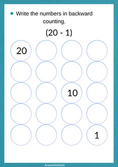 a number line with the words write the numbers in backward and counting 20 - 1