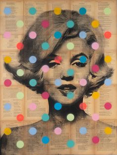 an image of marilyn monroe with multicolored polka dots on the pages of a book