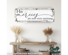 Why settle for a sign that looks like everyone else's? With our "His Mercies Canvas Sign," you have the unique opportunity to customize your piece to fit your style perfectly! Choose the size, border, and background colors so that you can create the canvas sign of your dreams. Please note that the wood "frame" border is a printed element of the artwork and not an actual wood frame. I incorporate various 3D and artistic styles to enhance the overall design of my pieces. 🛒 How to Order: - Refer t Bible Verse Home, Mercies Are New Every Morning, His Mercies Are New, Scripture Canvas, New Every Morning, Faith Scripture, Wall Art Christian, Christian Home Decor, Farmhouse Style Decor