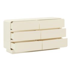 a white dresser with four drawers on it