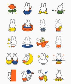 the rabbit stickers are all different colors and sizes, but they appear to be white