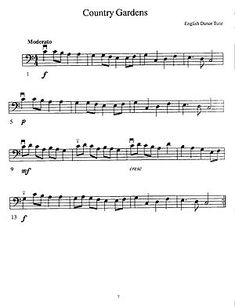 sheet music with the words country gardens on it