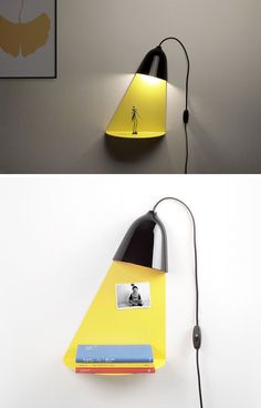 the lamp is shaped like an upside down book