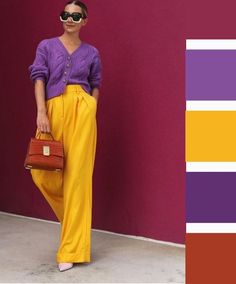 Colour Combinations Fashion, Color Combos Outfit, Color Blocking Outfits, Color Combinations For Clothes, Cool Winter, Yellow Pants, Yellow Outfit, Grey Outfit, Beautiful Color Combinations