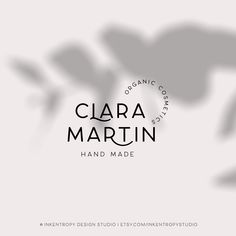 the logo for ciara martin hand made organic cosmetics is shown in black and white