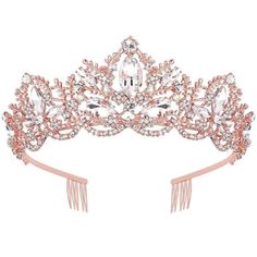 Every Girl Deserves To Feel Like A Princess/Queen On Her Important Occasion. This Stunning Rhinestone Crown Will Make Your Dream Come True. Material: Made Of High Quality Clear Crystals In Rose Gold-Plated Metal Setting, Eco-Friendly,Alloy Is With Diamond Look And Hard Texture For Practicality And Aesthetics. Size: Approximately 2.3 Inch In Height, 5.5 Inch In Diameter, This Crown Is Really Pretty,It Weighs About 100g, So Tiara Are Suitable For Kids (5 Years Old Up) And Adults. Security: There A Queen Crowns, Halloween Costum, Rose Gold Tiara, Crown For Women, Bridal Headdress, Gold Tiara, Rhinestone Crown, Queen Crown, Rhinestone Headband