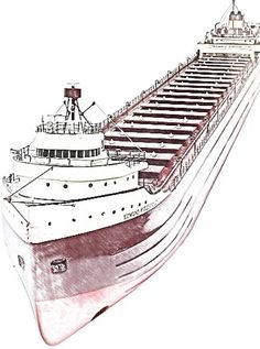 a drawing of a large ship with lots of stairs on it's sides and the top deck