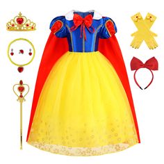 a princess costume is shown with accessories