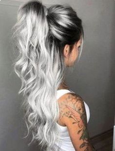 Brown Ombre Hair Color, Platinum Hair Color, Brown Ombre Hair, Balayage Blonde, Silver Hair Color, Platinum Hair, Platinum Blonde Hair, Ombre Hair Color, Dark Roots