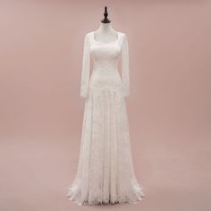 Vintage Style Modest Lace Wedding Dress with Long Sleeves | JASINIA Drop Waist Long Sleeve Wedding Dress, Modest Lace Wedding Dress, Modest Lace Wedding Dresses, Wedding Dress With Long Sleeves, Modest Neckline, Wedding Veils Lace, Vintage Inspiration, Dress With Long Sleeves, Chantilly Lace