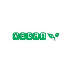 the word vegan written in green letters on a white background with a plant growing out of it