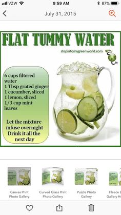 Cucumber Mint Water, Flat Tummy Water, Healthy Juice Drinks, Mint Water, Smoothie Detox, Healthy Drinks Smoothies, Healthy Water, Diet Drinks