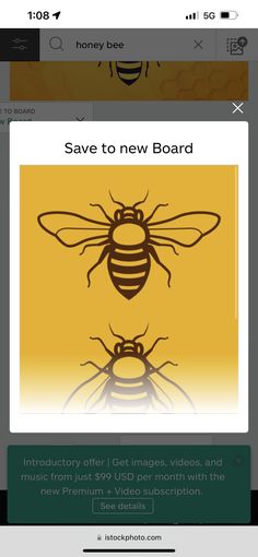 an image of a bee with the words save to new board on it's screen