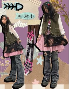 Tweecore Outfits, Outfits Pastel, Maximalist Fashion, Dress Over Pants, Alt Clothes, Arte Punk, Mori Kei, Alt Outfits