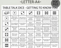 a printable game with dices on it