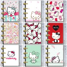 the hello kitty notebooks are lined up and ready to be filled with notes or photos