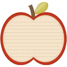 an apple with a leaf on it and lined paper in the shape of an apple