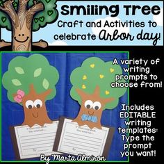 a poster with two trees on it and the words, smiling tree craft and activities to celebrate