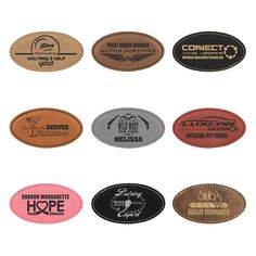 Customize this leatherette name badge with your business logo and/or a name. Send us a message with your logo. Select from several different colors. Product specifications: - 3 1/4" x 1 3/4" Laserable Leatherette Oval Badge Blank with Magnet - Laserable Leatherette offers the look and feel of genuine leather at a fraction of the price. - This richly textured, synthetic material is water resistant, easy to clean and durable enough for the rigors of daily use. Please read our Shop Policies prior to purchasing. Happy shopping! Glass Awards, Office Names, Laser Engraved Gifts, Visual Learning, Name Badges, Engraved Gifts, Manicure Set, Brick And Stone, Glass Art Sculpture