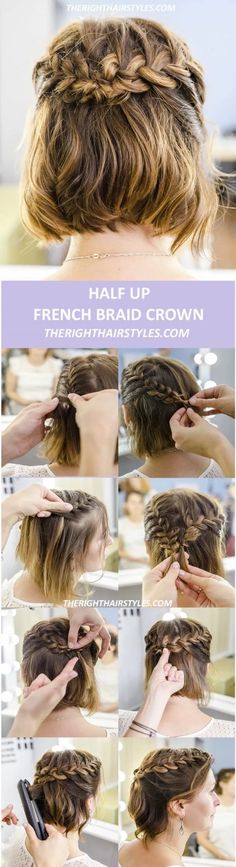 French Braid Crown, Half French Braids, Braid Crown Tutorial, Braid Crown, Ball Hair, Awesome Hairstyles, Bridesmaids Hair