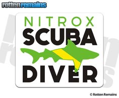 a sticker that says, nitrox scuba diver with a fish on it