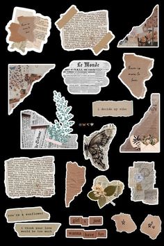 many different pieces of paper with words on them