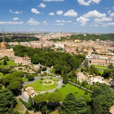 an aerial view of a city with lots of trees