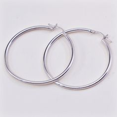 "1.5\" Vintage sterling silver loop earrings, fashion minimalist primitive hoops, Stamped 925" Minimalist White Gold Hoop Earrings With Sterling Silver Clasp, Elegant Hypoallergenic Open Circle Hoop Earrings, Minimalist Sterling Silver Clasp Earrings, Modern Silver Hoop Earrings With Sterling Clasp, Minimalist Silver Earrings With Sterling Silver Clasp, Elegant Sterling Silver Clasp Hoop Earrings For Everyday, Elegant Hoop Earrings With Sterling Silver Clasp For Everyday, Classic Hoop Jewelry With Simple Design, Elegant Everyday Hoop Earrings Stamped 925