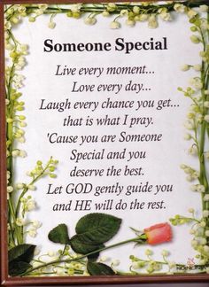 someone special poem with flowers and leaves on the border, framed in wooden box frame