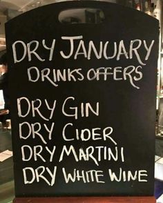 the dry january drinks offers sign is on display