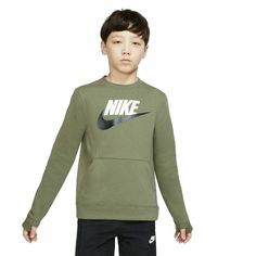 NWT Nike sportswear big kids SWEATSHIRT bv0785-222 SZ MEDIUM GREEN Green Sportswear Hoodie With Ribbed Cuffs, Casual Moisture-wicking Sweatshirt For Fall, Green Winter Sportswear Sweats, Green Sportswear Fleece Sweats, Green Fleece Sportswear Sweats, Green Casual Sweatshirt With Ribbed Cuffs, Casual Green Sweatshirt With Ribbed Cuffs, Casual Nike Sweats, Nike Casual Outdoor Sweatshirt