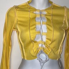 Lace up bandage yellow crop top, pictures do this top no justice. Adjustable front strings for a tighter fit. Super soft material perfect boob support. No Restock. Standard US Medium & Large in stock. Top Pictures, Lace Up Crop Top, Yellow Crop Top, Yellow Lace, Lace Crop Tops, Yellow Fashion, Lace Tops, Soft Material, Snug Fit